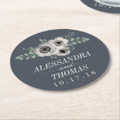 Anemone en Eucalyptus Wedding Ronde Kartonnen Onderzetter (Gebogen)