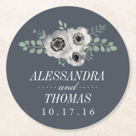 Anemone en Eucalyptus Wedding Ronde Kartonnen Onderzetter