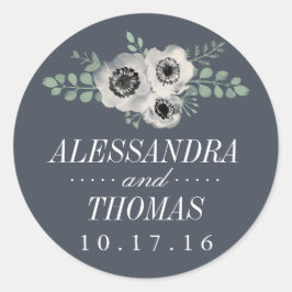 Anemone en Eucalyptus Wedding Ronde Sticker