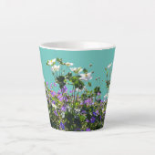 Anemone en Geranium Cust. Turqoise Latte Mok (Voorkant)
