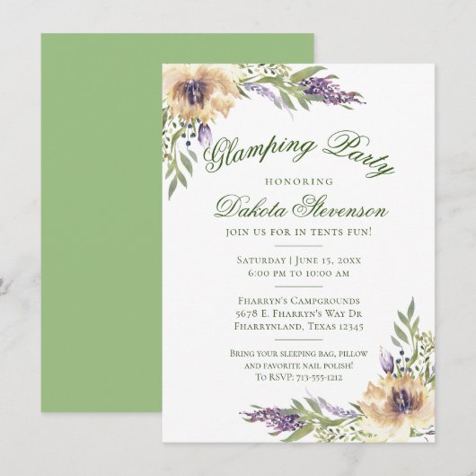 Anemone en Lavender | Floral Greenery Glamping Kaart (Voorkant / Achterkant)