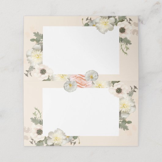 Anemone en Peony Bloom Wedding Blush Place Card Plaatskaartje (Buitenkant ongevouwen)