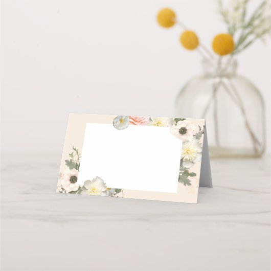 Anemone en Peony Bloom Wedding Blush Place Card Plaatskaartje (Voorkant)