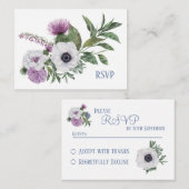 Anemone en Thistle RSVP-kaart Notitiekaartje (Voorkant / Achterkant)