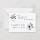 Anemone en Thistle RSVP-kaart Notitiekaartje (Achterkant)