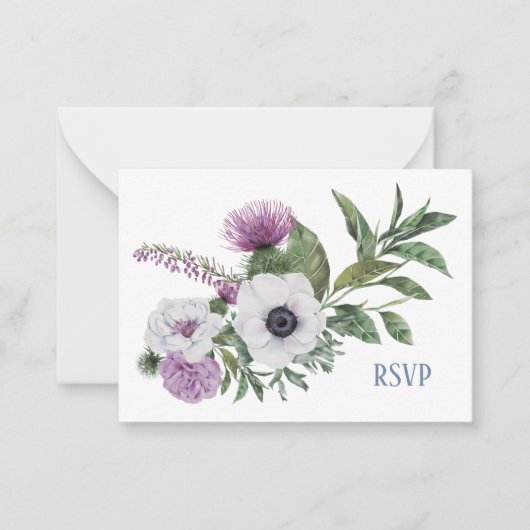 Anemone en Thistle RSVP-kaart Notitiekaartje (Voorkant)