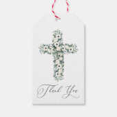 Anemone Eucalyptus Cross Religieus Dank u Cadeaulabel (Voorkant)