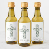 Anemone Eucalyptus Cross Religieus Dank u Wijn Etiket (Flessen)