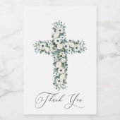 Anemone Eucalyptus Cross Religieus Dank u Wijn Etiket (Enkel label)