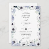 Anemone & Eucalyptus Winter White Floral Wedding Kaart (Voorkant / Achterkant)