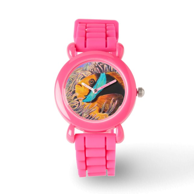 Anemone Fish Girl's Roze Glitter Horloge (Voorkant)