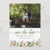 Anemone Floral Paarse crème Boho groen foto Save The Date (Voorkant)