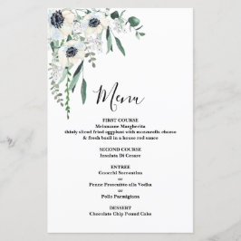 Anemone Floral Wedding Menu Kaart
