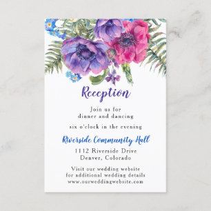 Anemone Floral Wedding Reception Insert Kaart