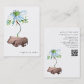 *~* Anemone Floral White Rose Gold QR code Busines Visitekaartje (Voorkant / Achterkant)