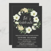 Anemone Floral WreatCustom Party Invitation Kaart (Voorkant / Achterkant)