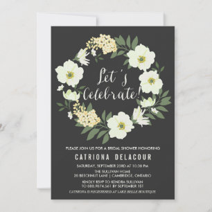 Anemone Floral WreatCustom Party Invitation Kaart