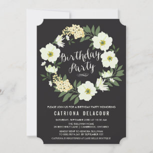 Anemone Floral Wreath Birthday Party Invitation Kaart