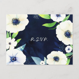 Anemone Floral Wreath Wedding RSVP Uitnodiging Briefkaart