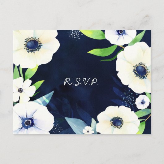 Anemone Floral Wreath Wedding RSVP Uitnodiging Briefkaart (Voorkant)