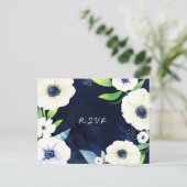Anemone Floral Wreath Wedding RSVP Uitnodiging Briefkaart (Staand voorkant)
