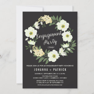 Anemone Floral Wreaton Engagement Party Kaart