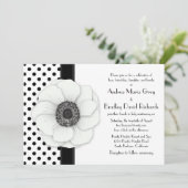 Anemone Flower Black White Polka Dot Weddenschap Kaart (Staand voorkant)