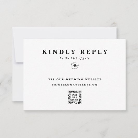 Anemone Flower Electronic QR Code Wedding Website RSVP Kaartje (Voorkant)