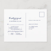 Anemone Flower Navy Blue Wedding Meal Choice RSVP Briefkaart (Achterkant)