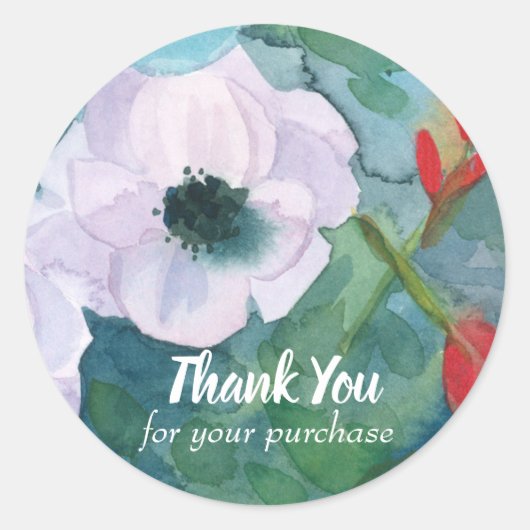 Anemone Flowers Bedankt voor uw aankoop Ronde Sticker (Voorkant)