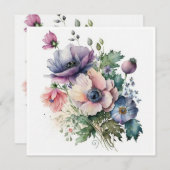 Anemone Flowers Bouquet Greetings Kaart (Voorkant / Achterkant)