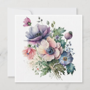 Anemone Flowers Bouquet Greetings Kaart