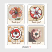 Anemone Flowers Groovy Retro Aangepast Sticker (Vel)