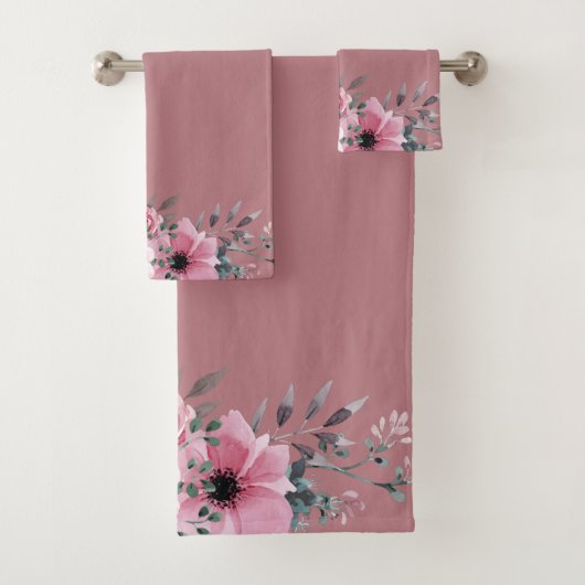 Anemone Foliage op roze achtergrond Bad Handdoek (Insitu)