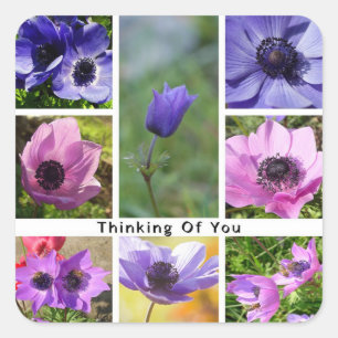Anemone Fotocollage 'Denk aan Jou' Vierkante Sticker