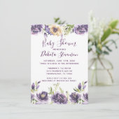 Anemone Garden Cream Paars Boho Baby shower Kaart (Staand voorkant)