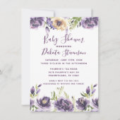 Anemone Garden Cream Paars Boho Baby shower Kaart (Voorkant)
