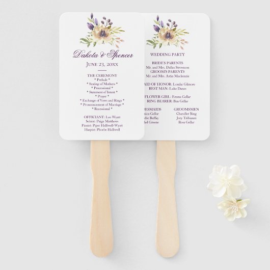 Anemone Garden Floral Boho Modern Wedding Ceremony Handwaaier (Voorkant en achterkant)