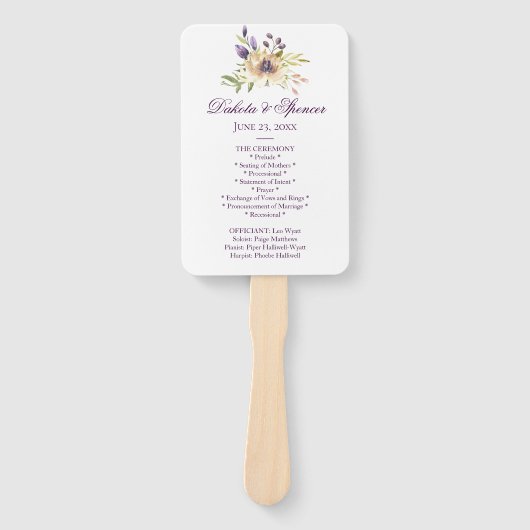 Anemone Garden Floral Boho Modern Wedding Ceremony Handwaaier (Voorkant)