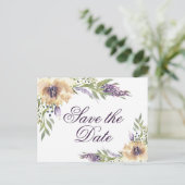 Anemone Garden Sage Green Cream Boho Save the Date Briefkaart (Staand voorkant)
