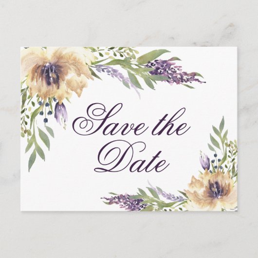 Anemone Garden Sage Green Cream Boho Save the Date Briefkaart (Voorkant)
