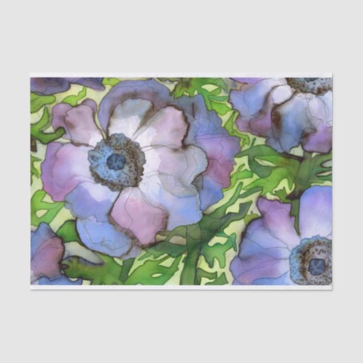 Anemone-gedecorbeerd weefselpapier tissuepapier (Voorkant)