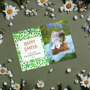 Anemone Green Familiefoto Happy Easter Feestdagenkaart