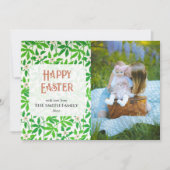 Anemone Green Familiefoto Happy Easter Feestdagenkaart (Voorkant)