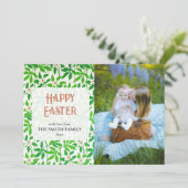 Anemone Green Familiefoto Happy Easter Feestdagenkaart (Staand voorkant)