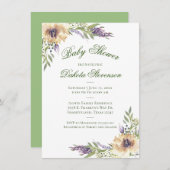Anemone Greenery Floral Boho Chic Baby shower Kaart (Voorkant / Achterkant)