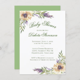 Anemone Greenery Floral Boho Chic Baby shower Kaart