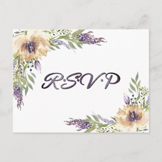Anemone Greenery Floral Boho Modern RSVP Respons Briefkaart (Voorkant)