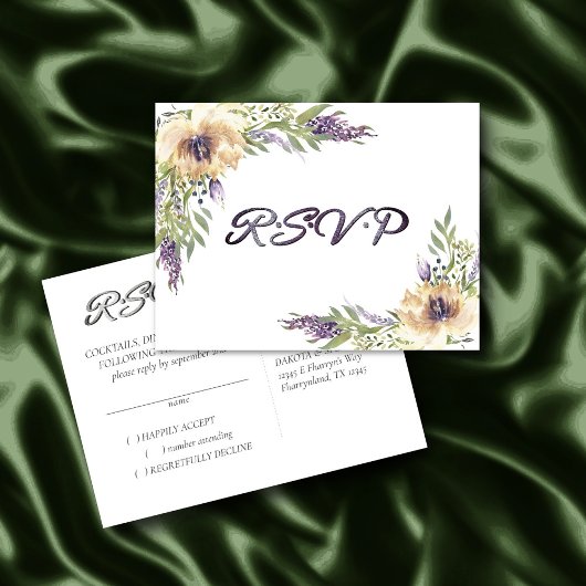 Anemone Greenery Floral Boho Modern RSVP Respons Briefkaart