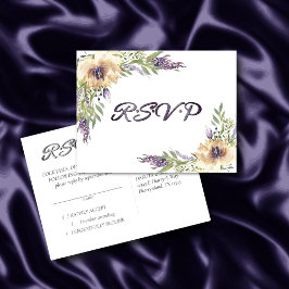 Anemone Greenery Floral Boho Modern RSVP Respons Briefkaart
